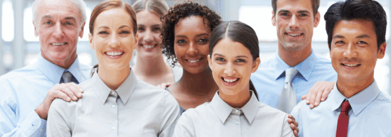 "Group of professional Allied Health locum staff smiling in a healthcare setting, representing Hunter Gatherer AHP's trusted locum network